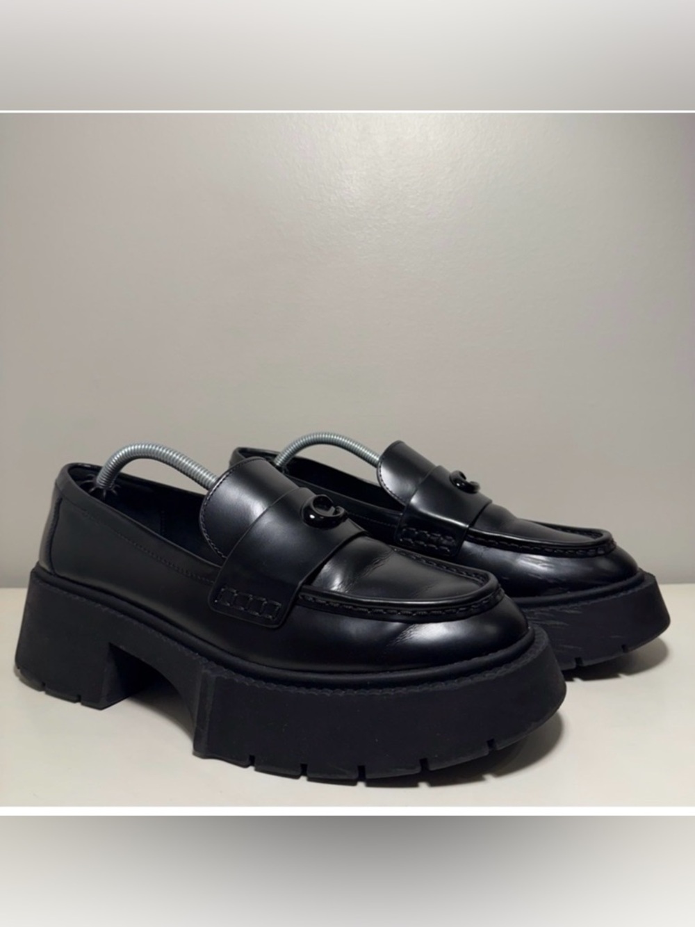 Coach Leah Black Leather Loafer